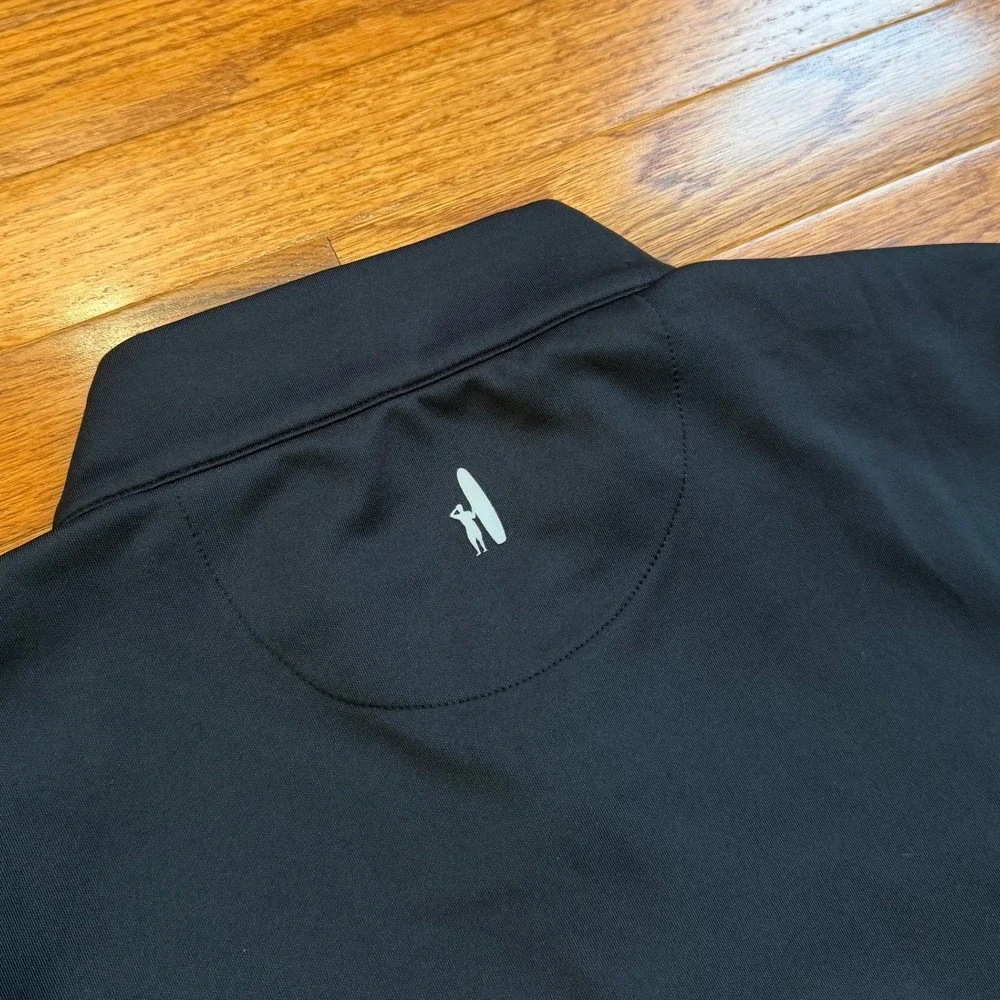 Johnnie-O 1/4 Zip Pullover Performance Shirt Mens Large Black Golf Logo Stretch